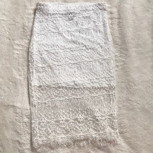 Rue 21 White Lacy Pencil Skirt